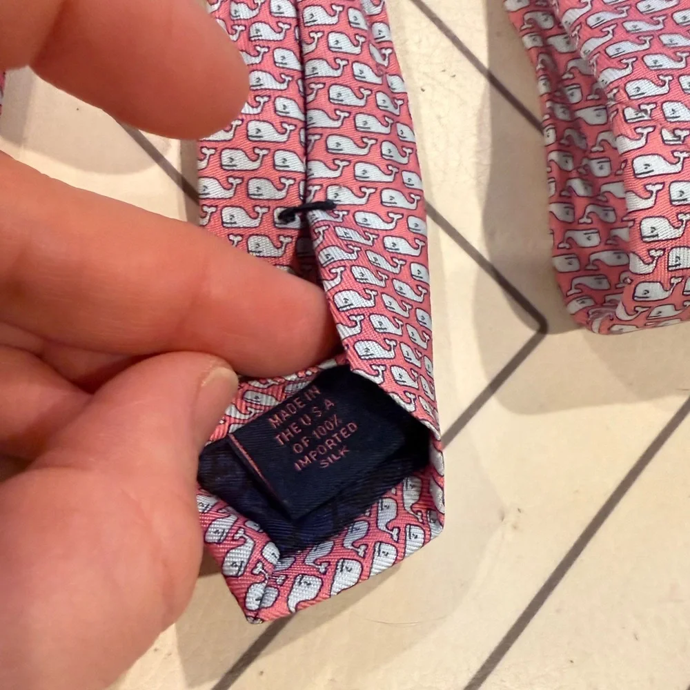 Vineyard Vines Pink Whale Silk Tie